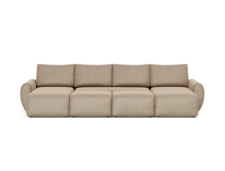 Canapea extensibila in forma de U Norum cu brate rotunjite 145x320cm, tesatura la alegere