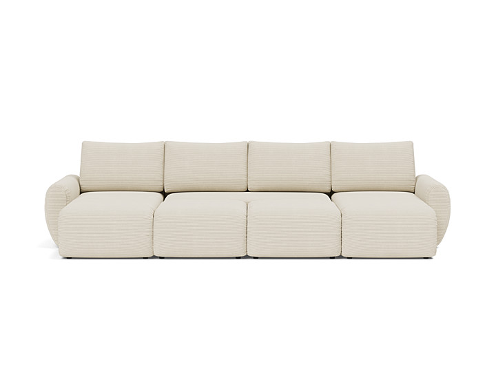 Canapea extensibila in forma de U Norum cu brate rotunjite 145x320cm, tesatura la alegere