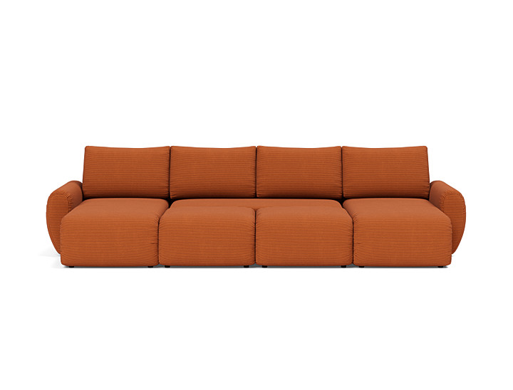 Canapea extensibila in forma de U Norum cu brate rotunjite 145x320cm, tesatura la alegere