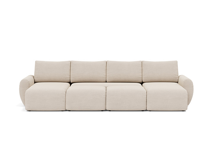Canapea extensibila in forma de U Norum cu brate rotunjite 145x320cm, tesatura la alegere