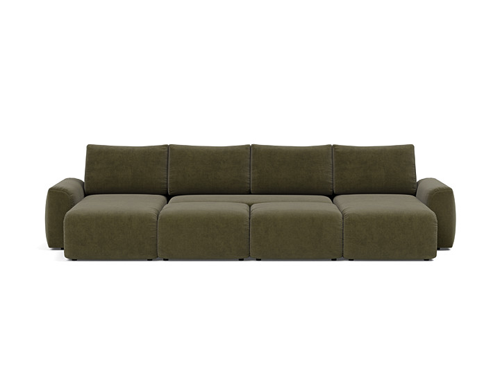 Canapea extensibila in forma de U Norum cu brate masive 145x320cm, tesatura la alegere