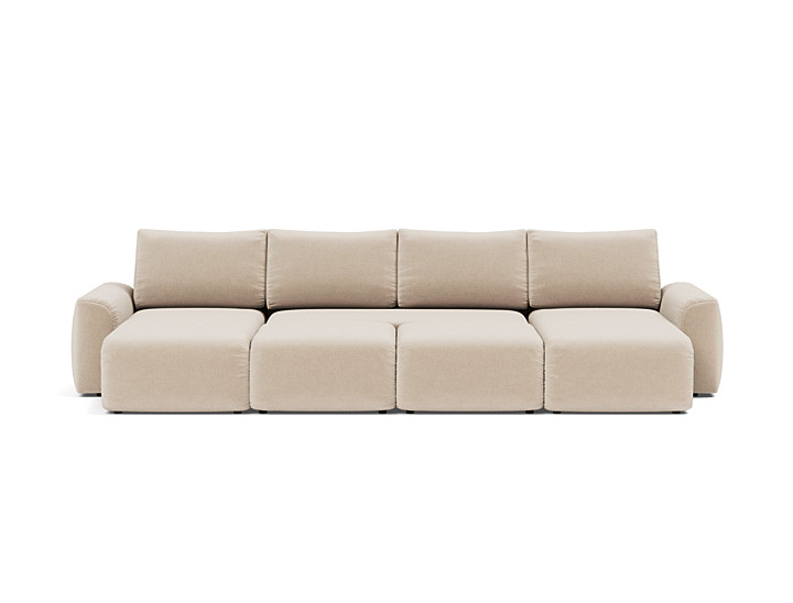 Canapea extensibila in forma de U Norum cu brate masive 145x320cm, tesatura la alegere