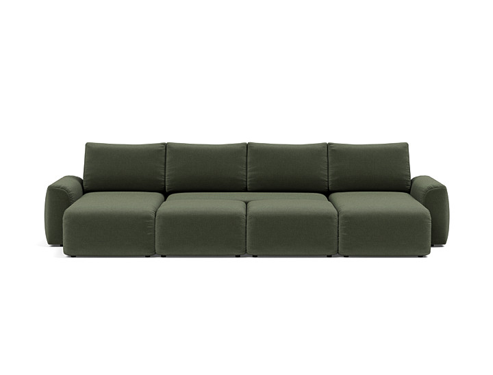 Canapea extensibila in forma de U Norum cu brate masive 145x320cm, tesatura la alegere