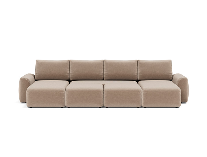 Canapea extensibila in forma de U Norum cu brate masive Esina Mocha 145x320cm