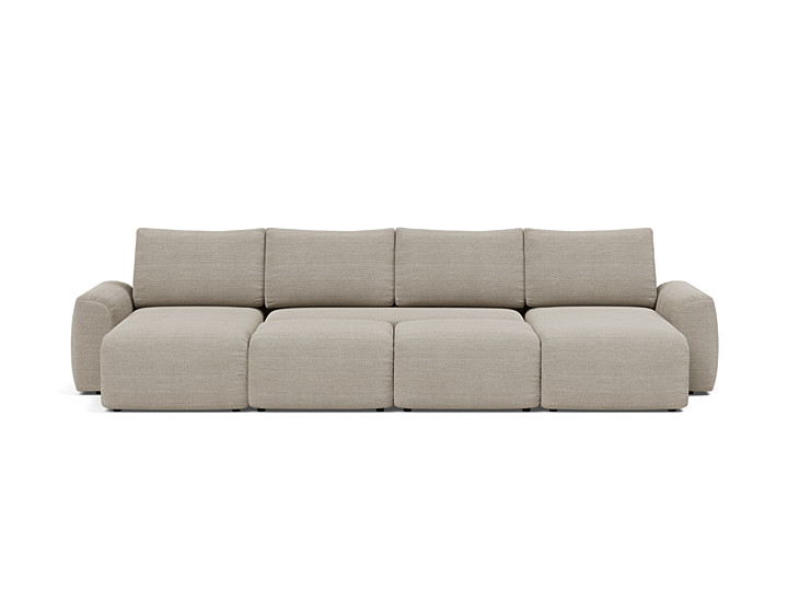 Canapea extensibila in forma de U Norum cu brate masive 145x320cm, tesatura la alegere