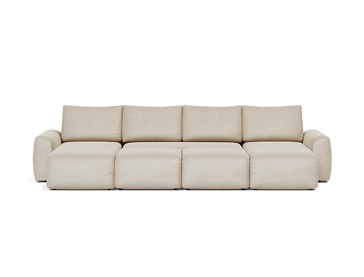 Canapea extensibila in forma de U Norum cu brate masive 145x320cm, tesatura la alegere