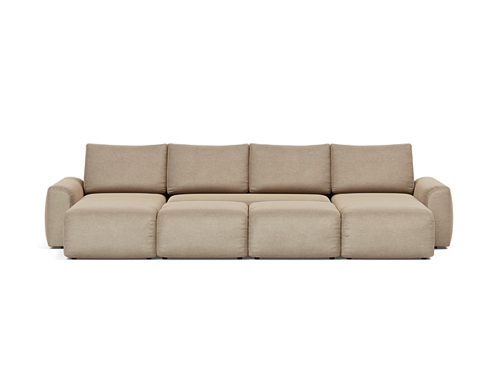 Canapea extensibila in forma de U Norum cu brate masive 145x320cm, tesatura la alegere