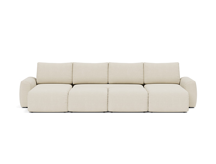 Canapea extensibila in forma de U Norum cu brate masive 145x320cm, tesatura la alegere