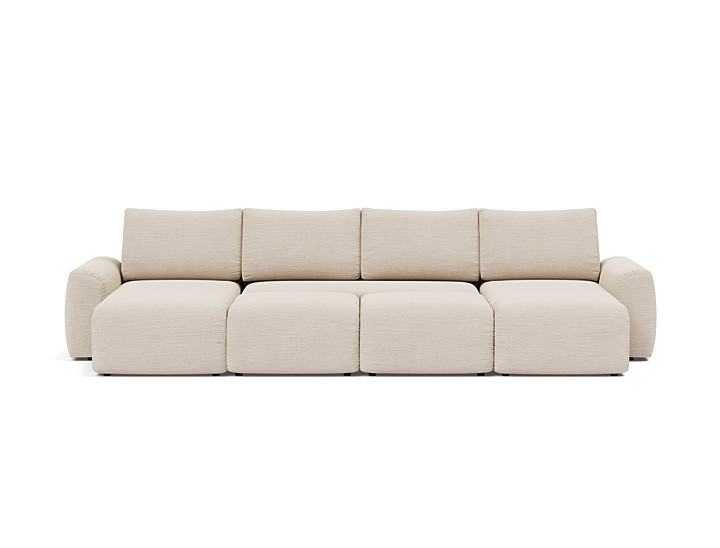 Canapea extensibila in forma de U Norum cu brate masive 145x320cm, tesatura la alegere