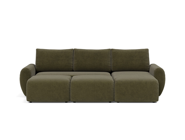Canapea extensibila cu sezlong Norum cu brate rotunjite 145x240cm, tesatura la alegere