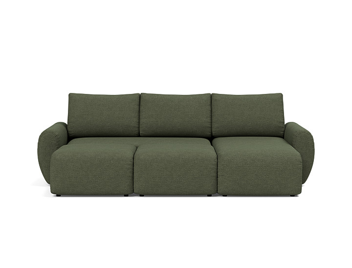 Canapea extensibila cu sezlong Norum cu brate rotunjite 145x240cm, tesatura la alegere