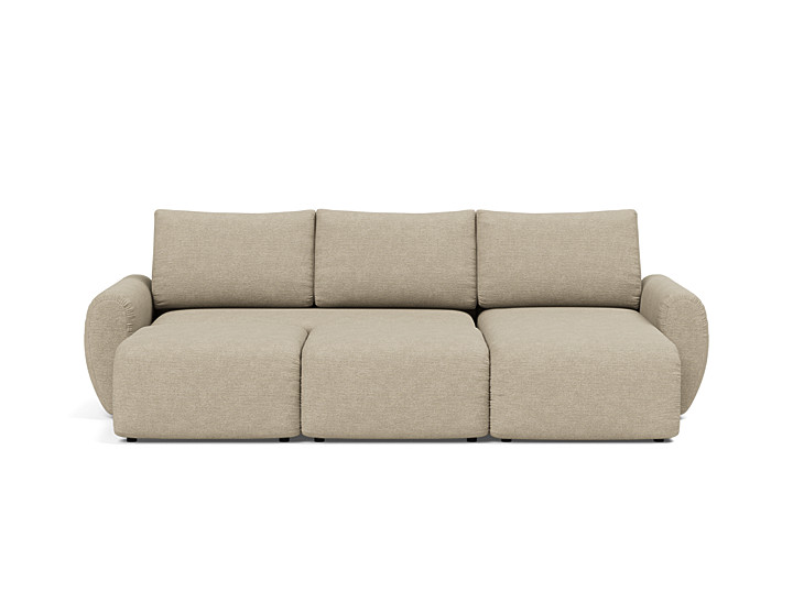 Canapea extensibila cu sezlong Norum cu brate rotunjite 145x240cm, tesatura la alegere