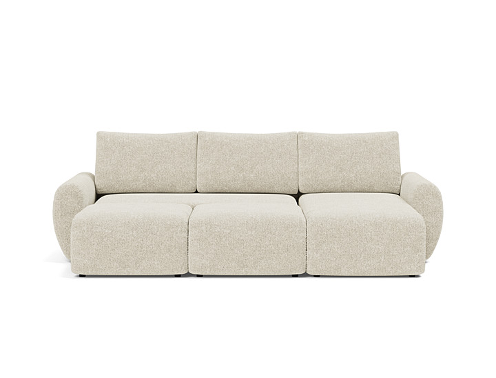 Canapea extensibila cu sezlong Norum cu brate rotunjite 145x240cm, tesatura la alegere