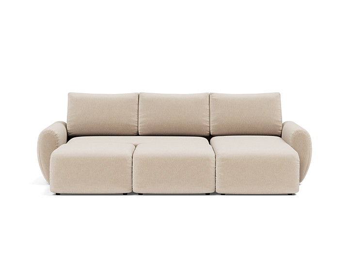 Canapea extensibila cu sezlong Norum cu brate rotunjite 145x240cm, tesatura la alegere