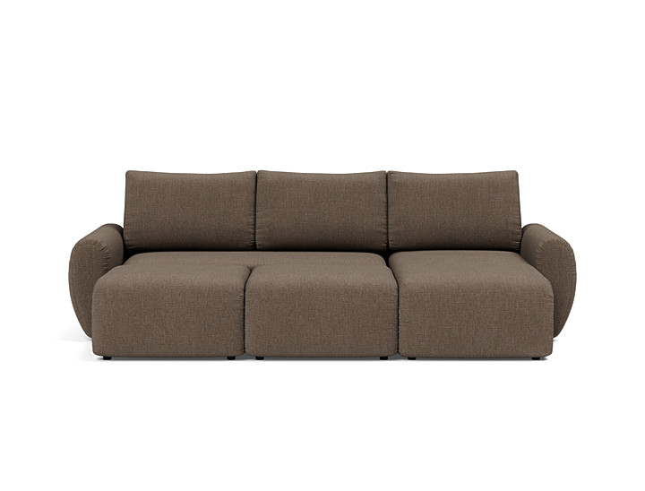 Canapea extensibila cu sezlong Norum cu brate rotunjite Esina Cedar Brown 145x240cm