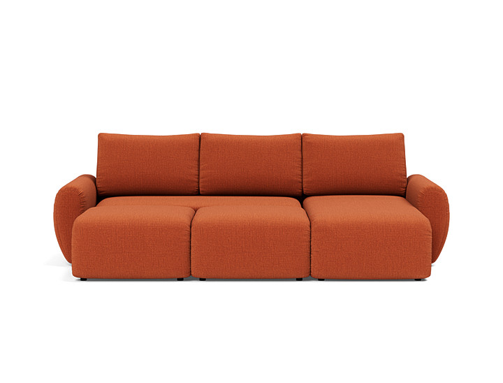 Canapea extensibila cu sezlong Norum cu brate rotunjite 145x240cm, tesatura la alegere