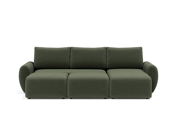 Canapea extensibila cu sezlong Norum cu brate rotunjite 145x240cm, tesatura la alegere