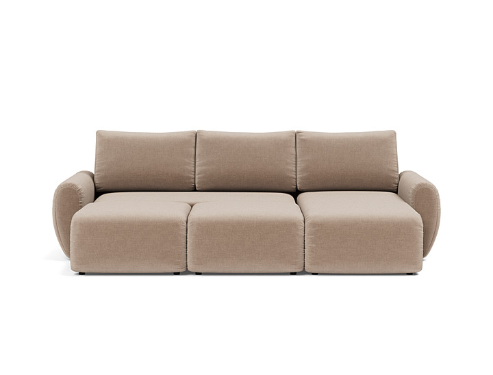 Canapea extensibila cu sezlong Norum cu brate rotunjite Esina Mocha 145x240cm