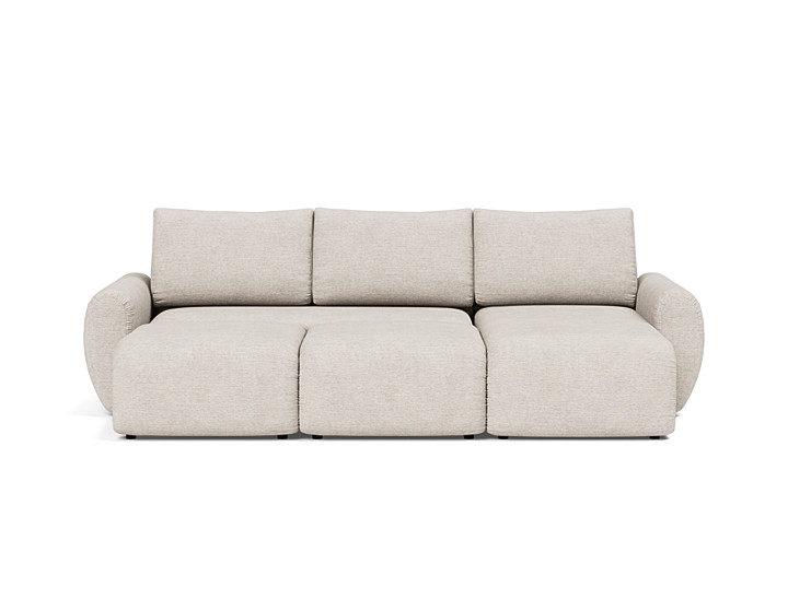 Canapea extensibila cu sezlong Norum cu brate rotunjite 145x240cm, tesatura la alegere
