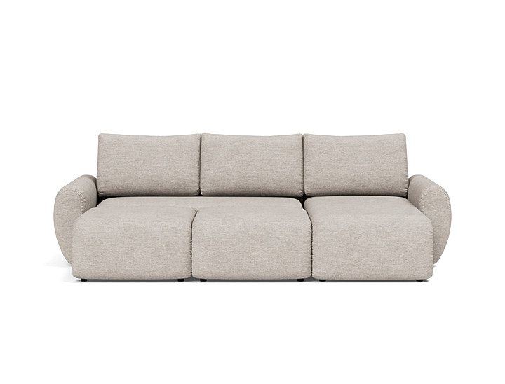 Canapea extensibila cu sezlong Norum cu brate rotunjite 145x240cm, tesatura la alegere