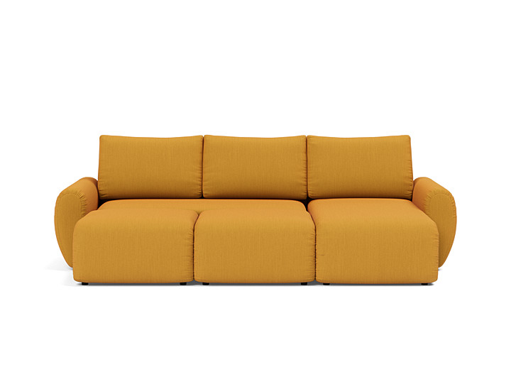 Canapea extensibila cu sezlong Norum cu brate rotunjite 145x240cm, tesatura la alegere