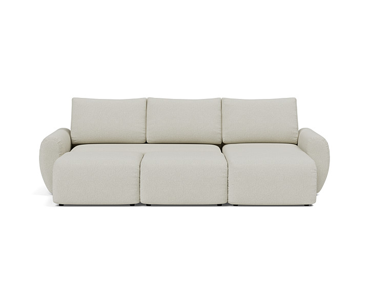 Canapea extensibila cu sezlong Norum cu brate rotunjite 145x240cm, tesatura la alegere