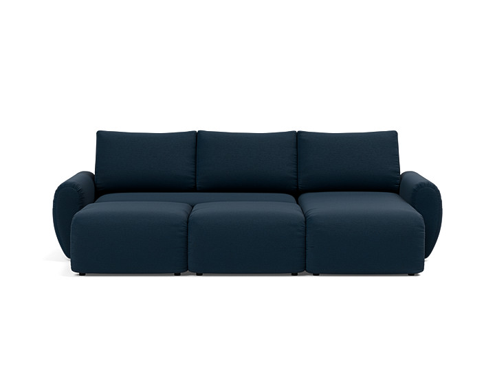 Canapea extensibila cu sezlong Norum cu brate rotunjite 145x240cm, tesatura la alegere
