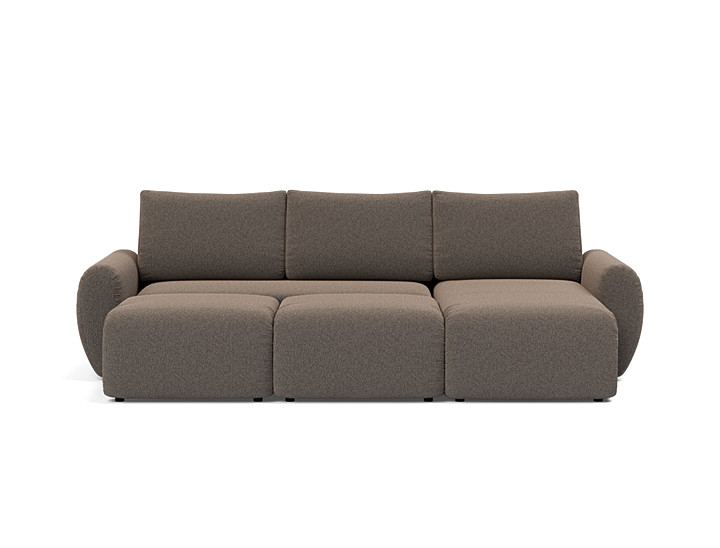 Canapea extensibila cu sezlong Norum cu brate rotunjite 145x240cm, tesatura la alegere