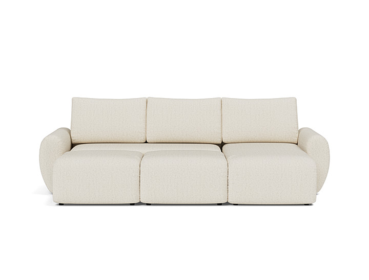 Canapea extensibila cu sezlong Norum cu brate rotunjite 145x240cm, tesatura la alegere