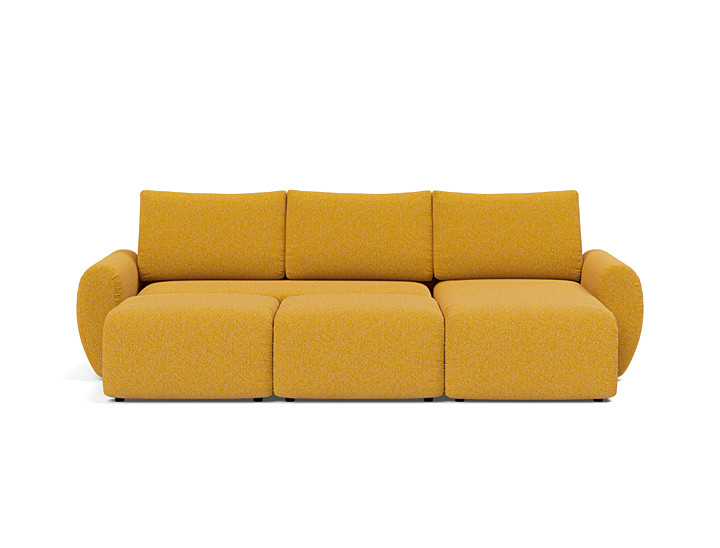 Canapea extensibila cu sezlong Norum cu brate rotunjite 145x240cm, tesatura la alegere