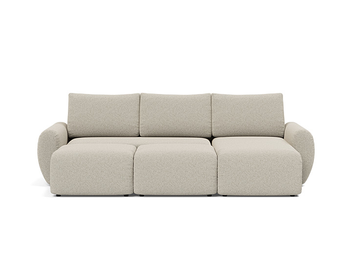 Canapea extensibila cu sezlong Norum cu brate rotunjite 145x240cm, tesatura la alegere