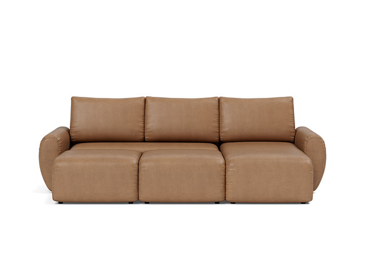 Canapea extensibila cu sezlong Norum cu brate rotunjite 145x240cm, tesatura la alegere