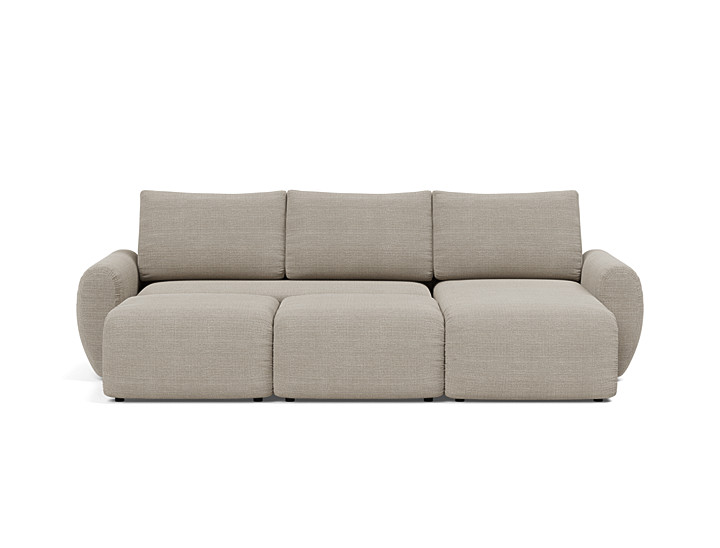 Canapea extensibila cu sezlong Norum cu brate rotunjite 145x240cm, tesatura la alegere