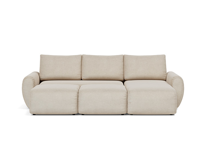 Canapea extensibila cu sezlong Norum cu brate rotunjite 145x240cm, tesatura la alegere