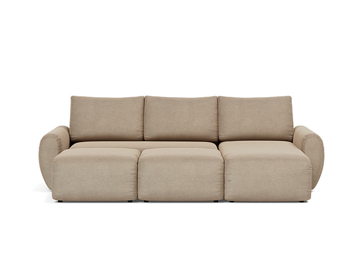 Canapea extensibila cu sezlong Norum cu brate rotunjite 145x240cm, tesatura la alegere