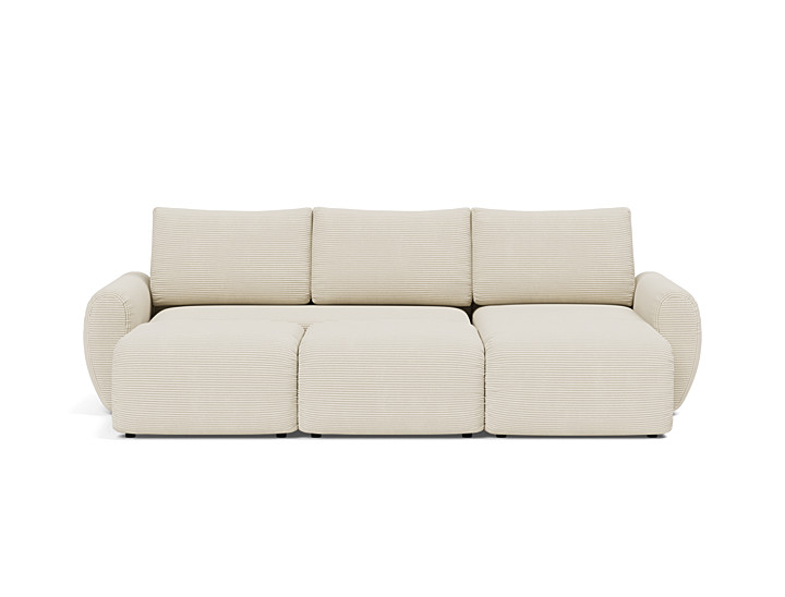 Canapea extensibila cu sezlong Norum cu brate rotunjite 145x240cm, tesatura la alegere