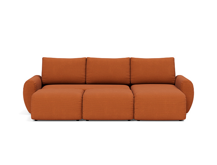Canapea extensibila cu sezlong Norum cu brate rotunjite 145x240cm, tesatura la alegere