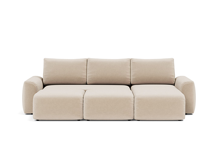 Canapea extensibila cu sezlong Norum cu brate masive 145x240cm, tesatura la alegere