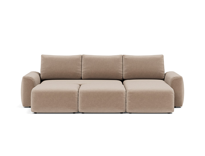 Canapea extensibila cu sezlong Norum cu brate masive Esina Mocha 145x240cm