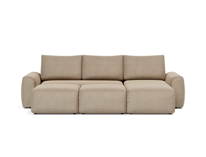 Canapea extensibila cu sezlong Norum cu brate masive 145x240cm, tesatura la alegere