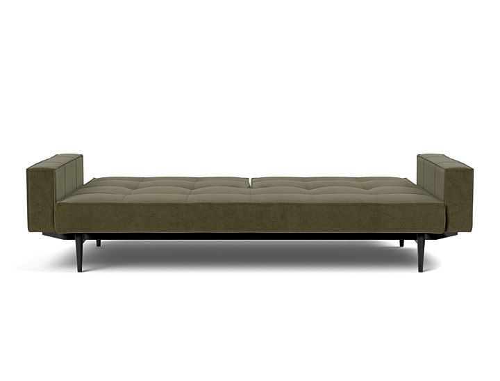 Canapea extensibila cu brate Splitback Styletto Dark Wood 115x210cm, tesatura la alegere