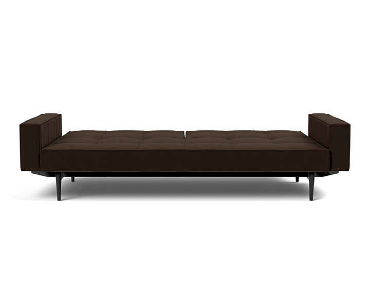 Canapea extensibila cu brate Splitback Styletto Dark Wood 115x210cm, tesatura la alegere