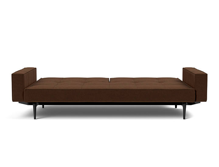 Canapea extensibila cu brate Splitback Styletto Dark Wood 115x210cm, tesatura la alegere
