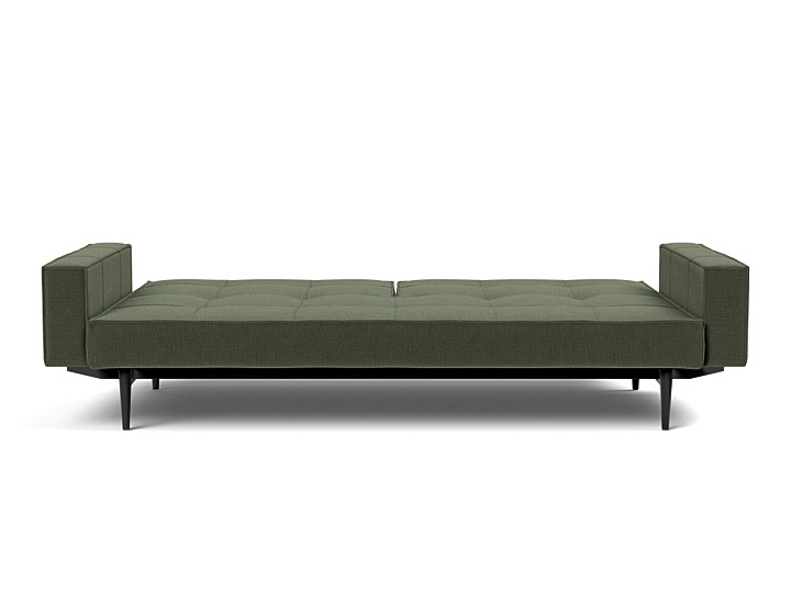 Canapea extensibila cu brate Splitback Styletto / lemn negru, tesatura la alegere