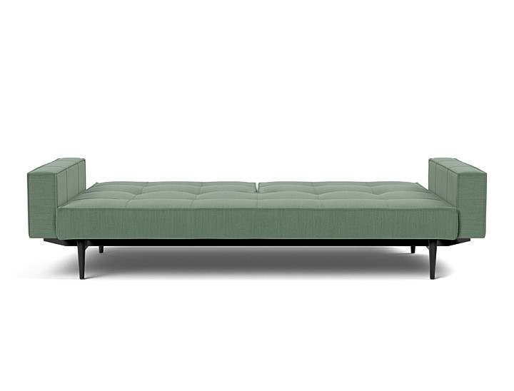 Canapea extensibila cu brate Splitback Styletto Dark Wood 115x210cm, tesatura la alegere