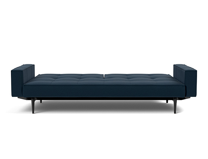 Canapea extensibila cu brate Splitback Styletto Dark Wood 115x210cm, tesatura la alegere