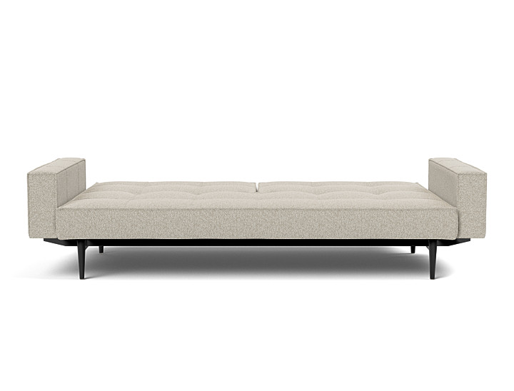 Canapea extensibila cu brate Splitback Styletto Dark Wood 115x210cm, tesatura la alegere