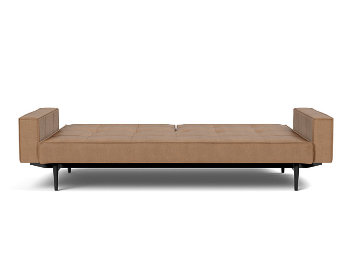 Canapea extensibila cu brate Splitback Styletto Dark Wood 115x210cm, tesatura la alegere