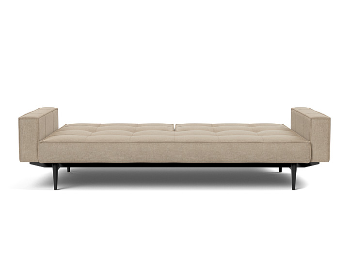 Canapea extensibila cu brate Splitback Styletto Dark Wood 115x210cm, tesatura la alegere