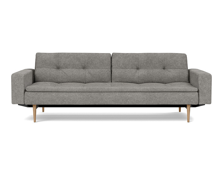 Canapea extensibila cu brate Dublexo Styletto Black Wood 115x210cm, tesatura la alegere